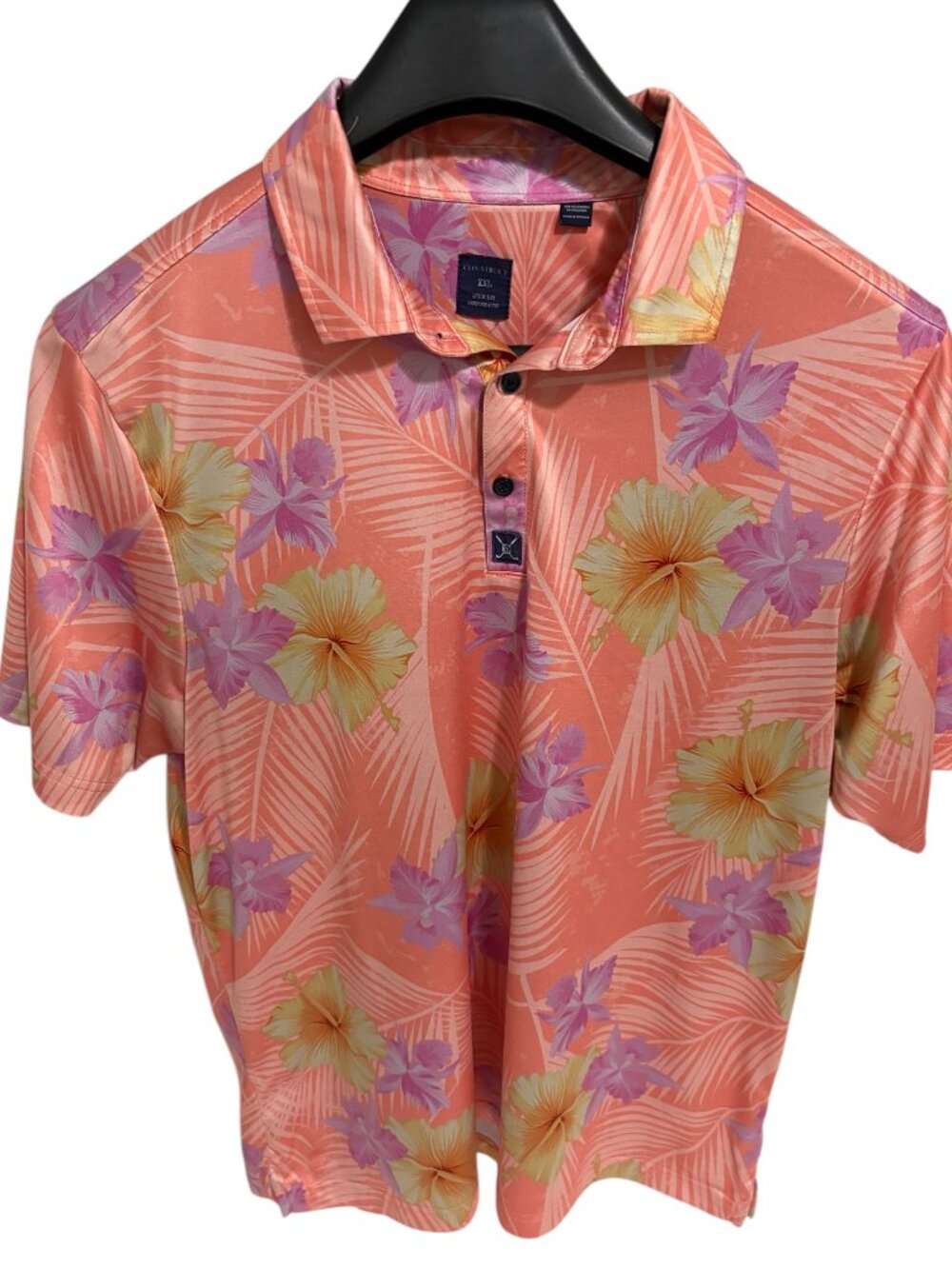 Construct Quick Dry Performance Golf Polo Shirt Hawaiian Floral Mens Size XXL